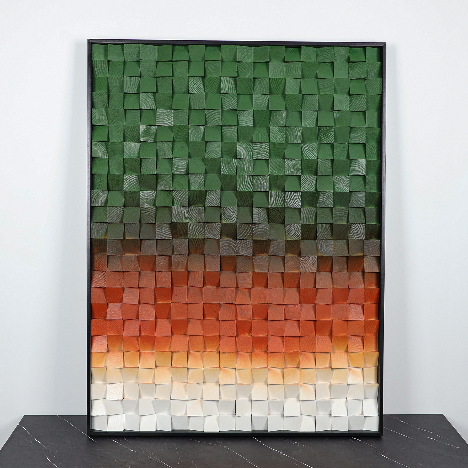 Geometric Acoustic Panel Wood  Wall Art-Green