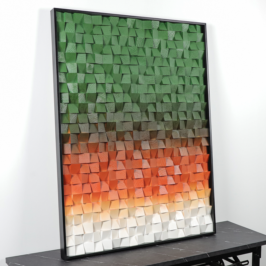 Geometric Acoustic Panel Wood  Wall Art-Green
