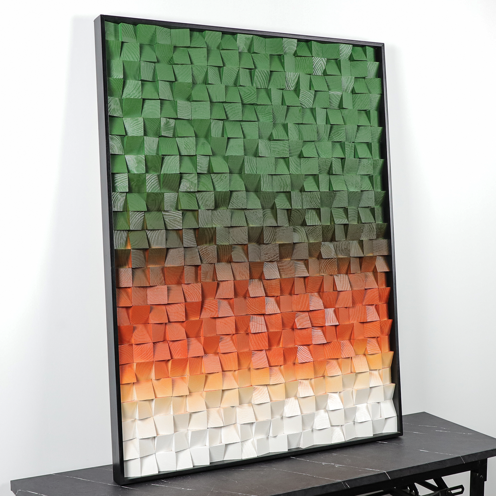 Geometric Acoustic Panel Wood  Wall Art-Green