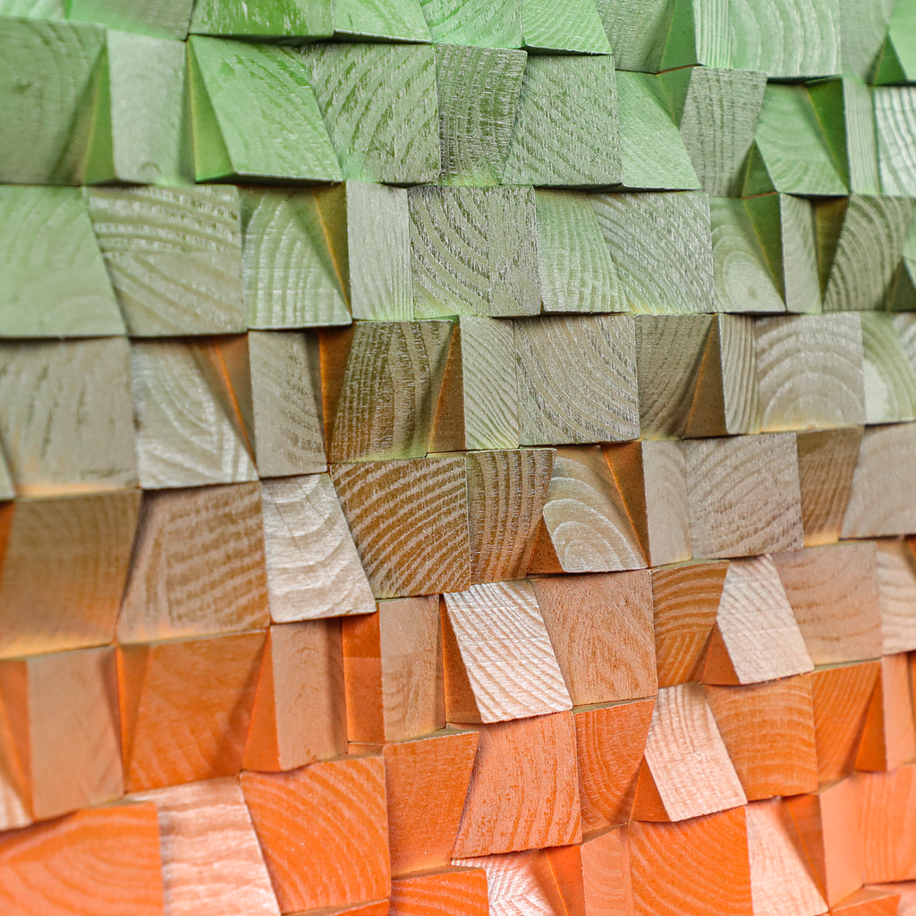 Geometric Acoustic Panel Wood  Wall Art-Green