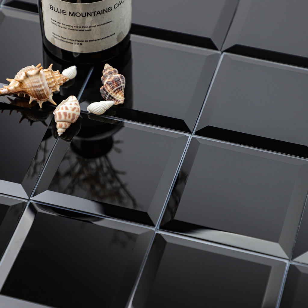 Diamond Grade Glass Mirror Beveled Subway  Peel and Stick Backsplash Wall Tile