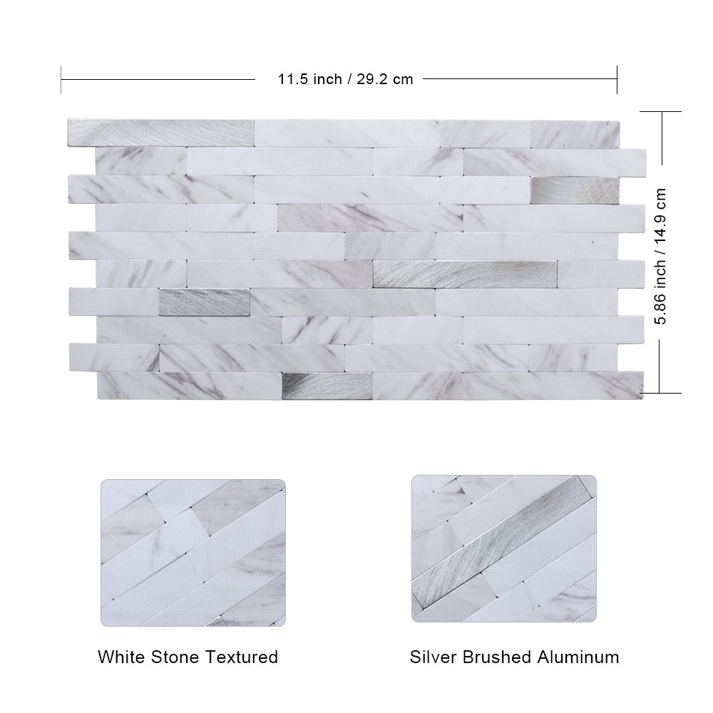 Faux Volakas White Stone  Peel and Stick Backsplash Wall Tile