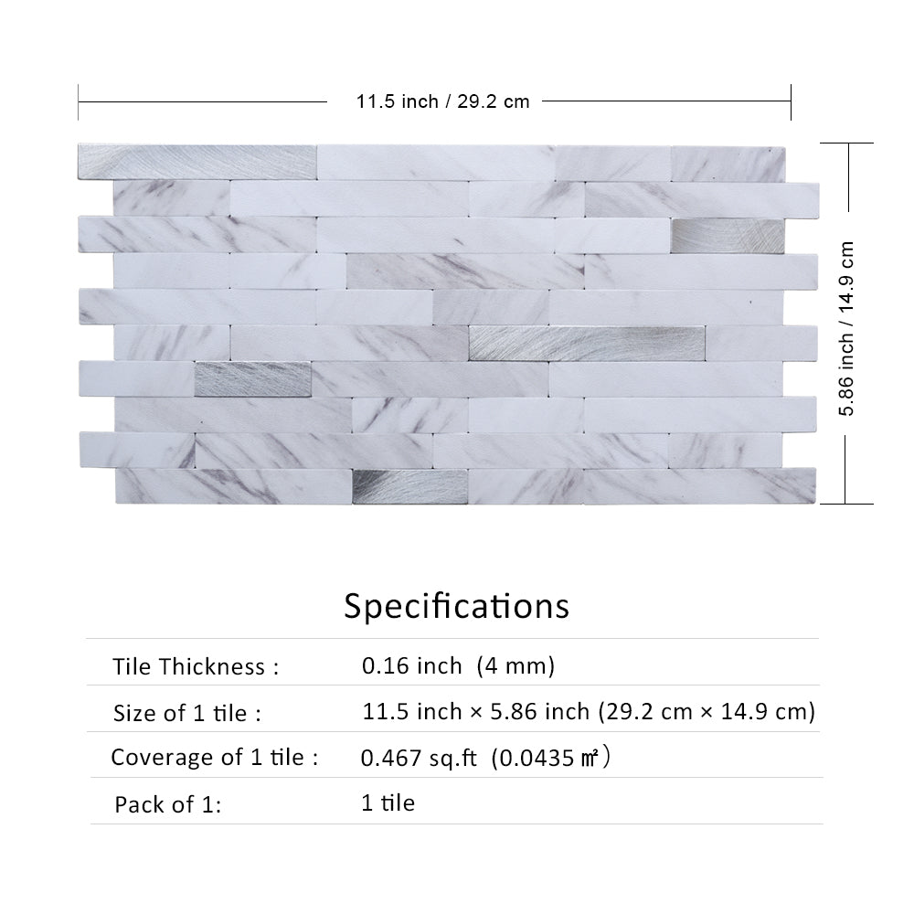 Faux Volakas White Stone  Peel and Stick Backsplash Wall Tile