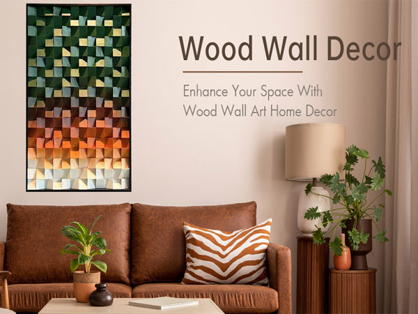 Geometric Acoustic Panel Wood  Wall Art-Green