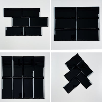 Diamond Grade Glass Mirror Beveled Subway  Peel and Stick Backsplash Wall Tile