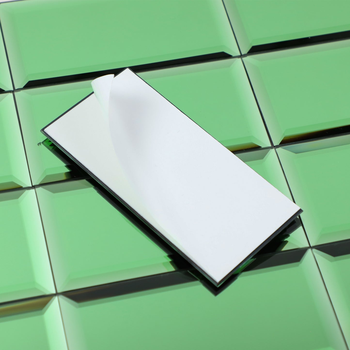 Diamond Grade Glass Mirror Beveled Subway  Peel and Stick Backsplash Wall Tile