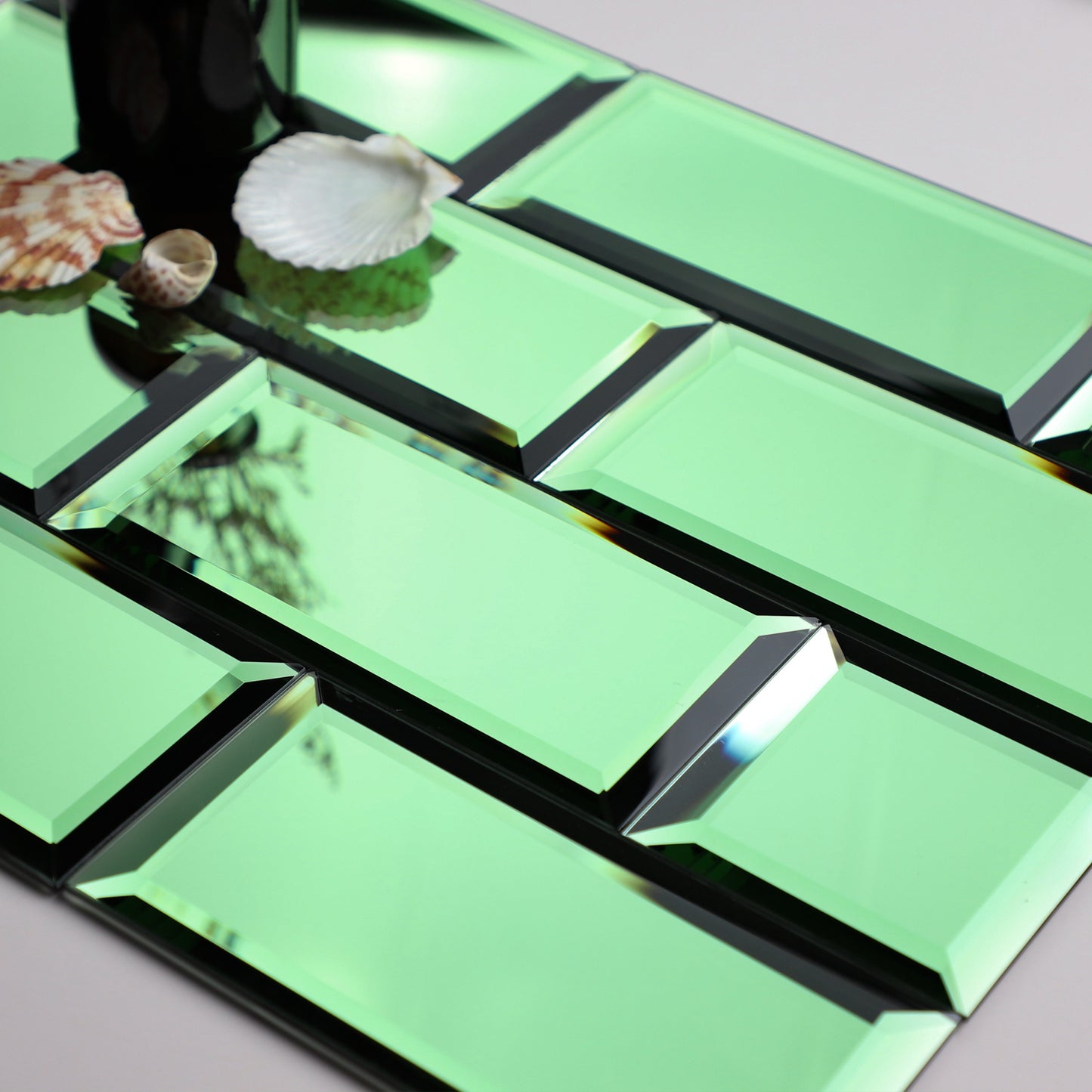 Diamond Grade Glass Mirror Beveled Subway  Peel and Stick Backsplash Wall Tile
