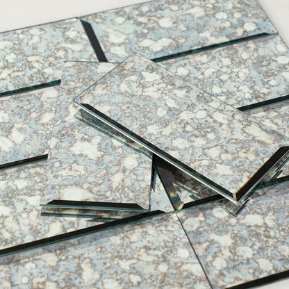 Diamond Grade Glass Mirror Beveled Subway  Peel and Stick Backsplash Wall Tile
