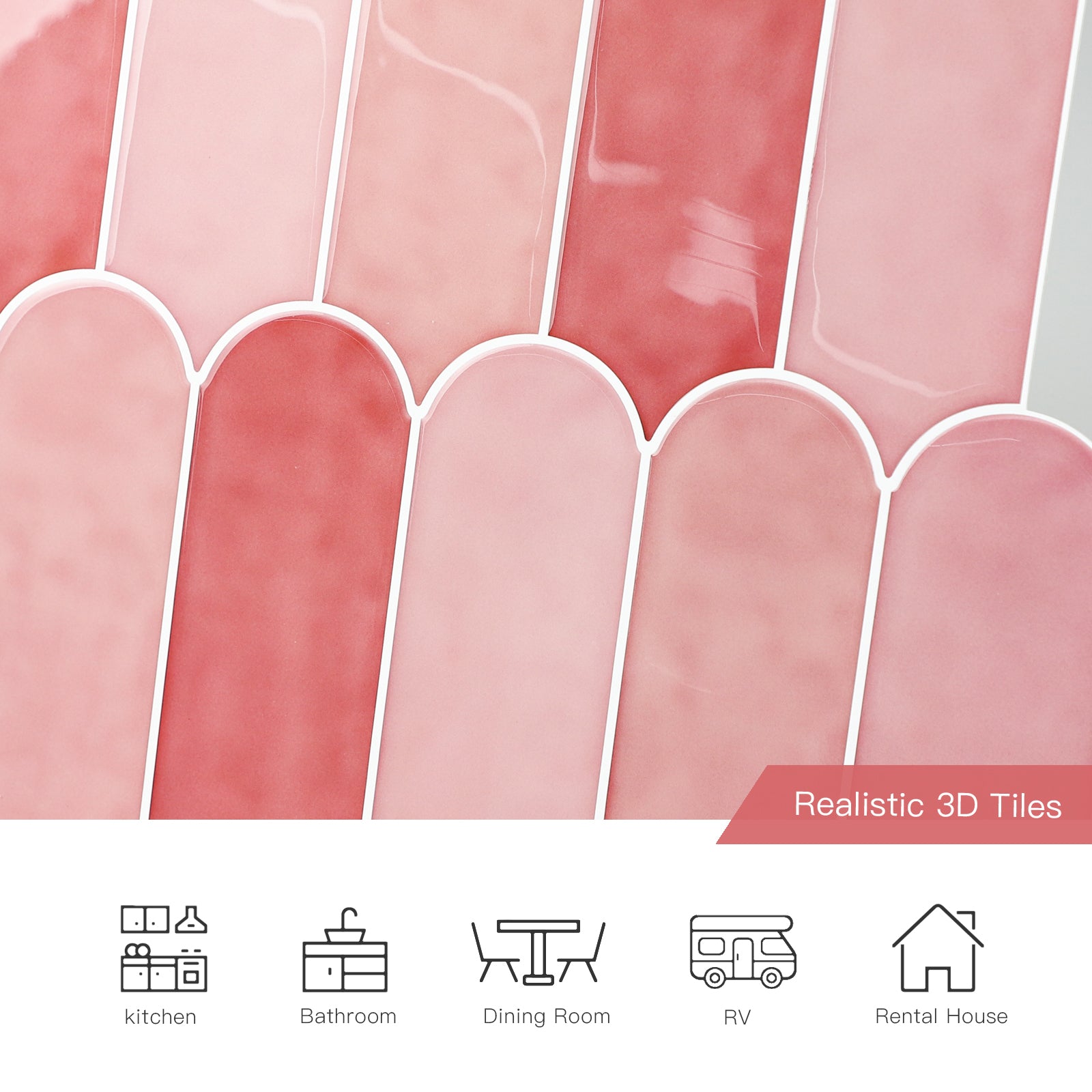 Pink Fish Scale Peel and Stick Backsplash Tile - Thicker Design