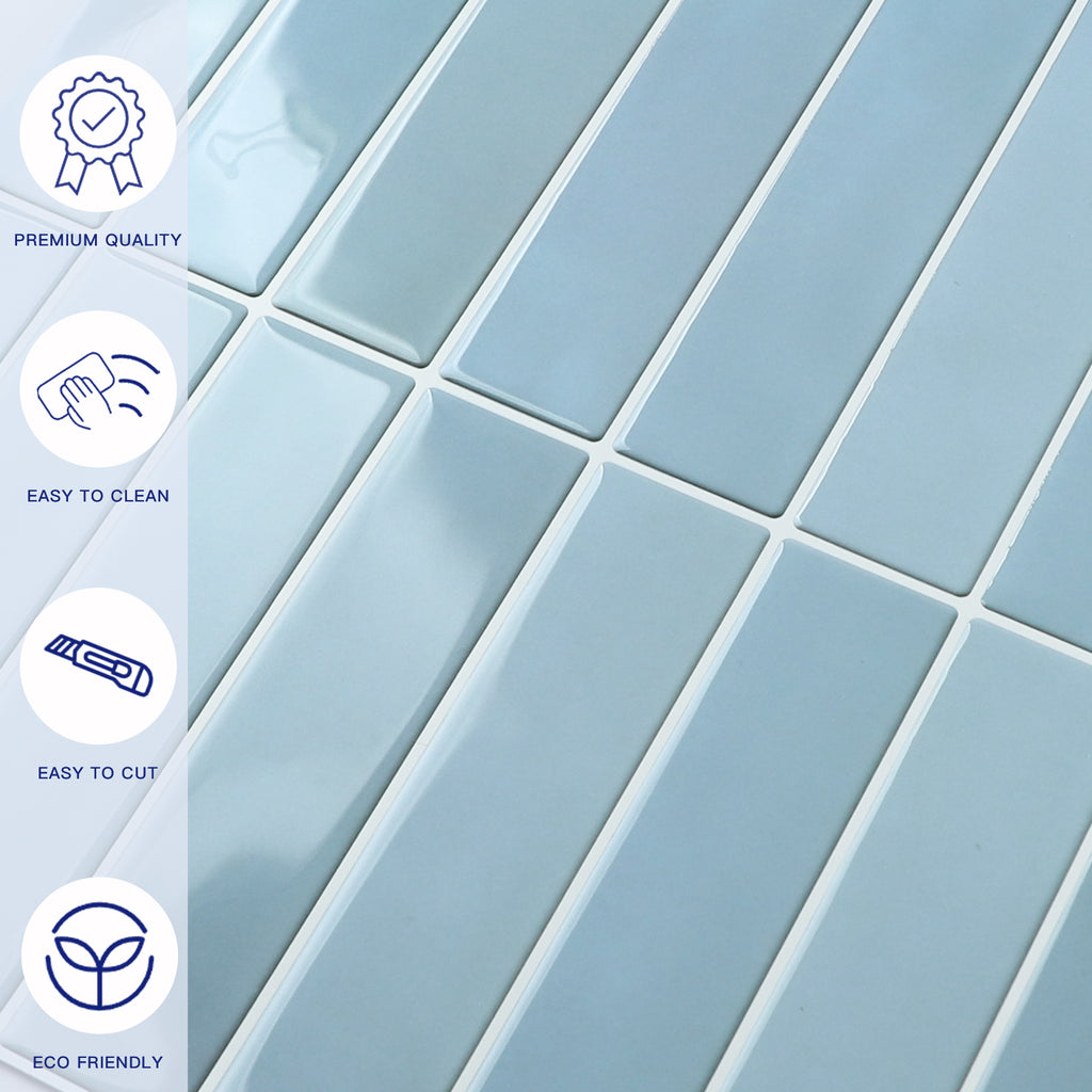 3D Blue Gradient Linear Peel and Stick Wall Tile