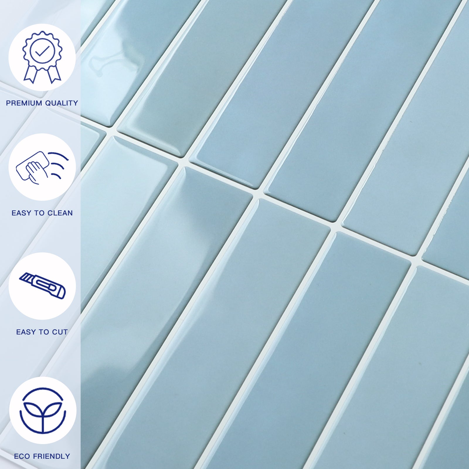 3D Blue Gradient Linear Peel and Stick Wall Tile