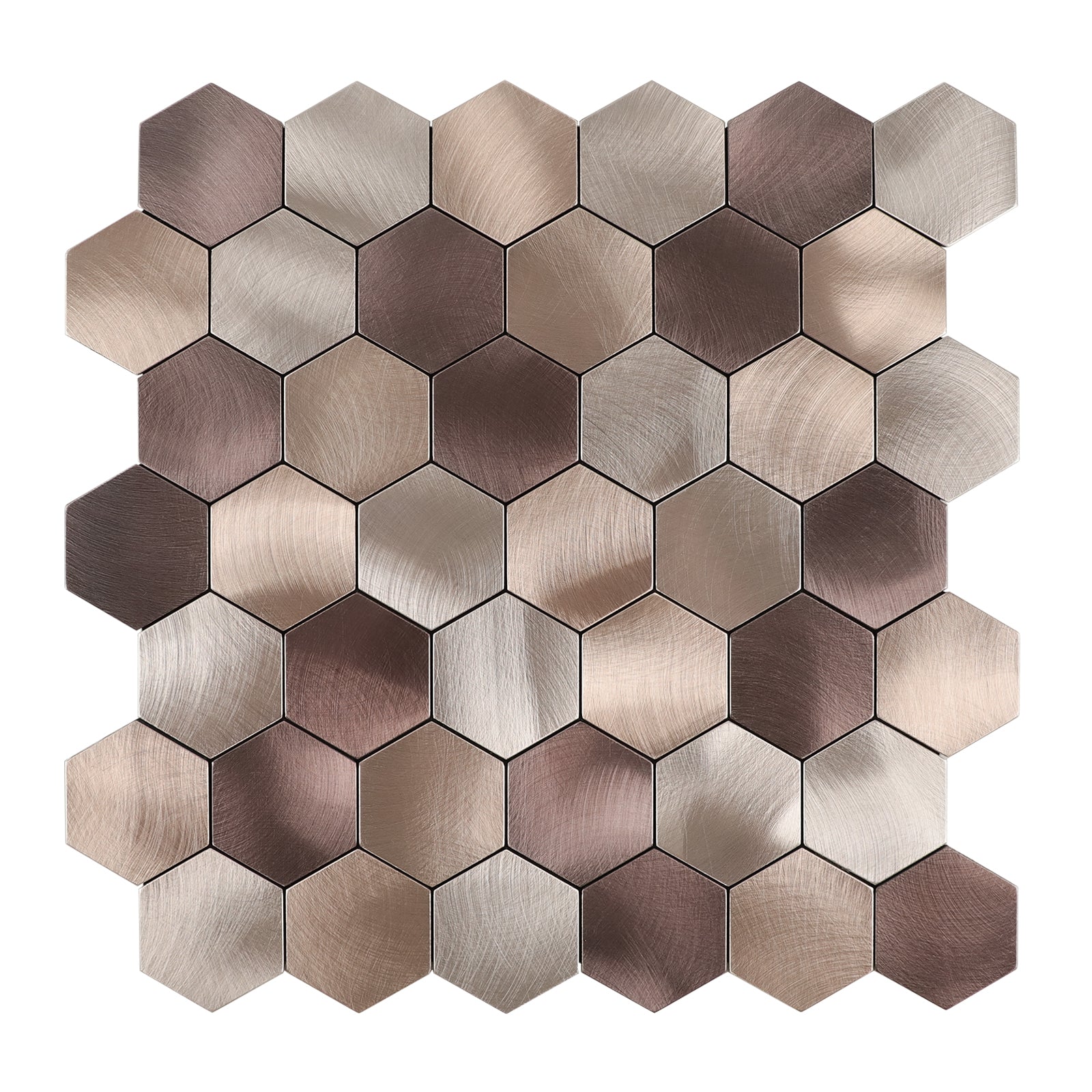 Mix Brown Hexagon Peel and Stick Backsplash Tile