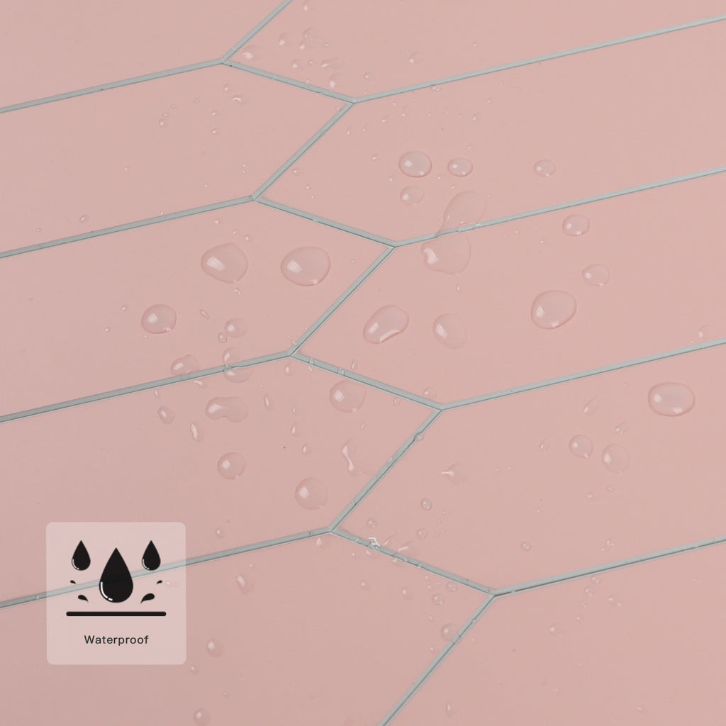 3D Pink Long Hexagon Peel and Stick Wall Tile