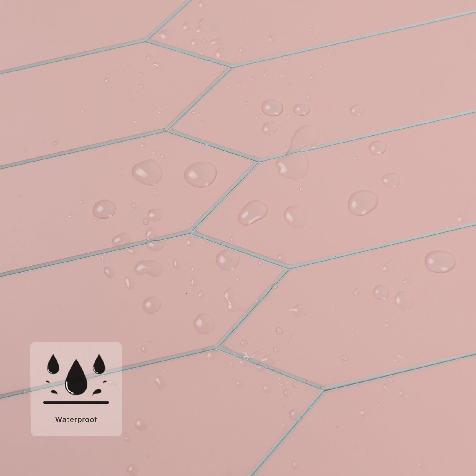 3D Pink Long Hexagon Peel and Stick Wall Tile