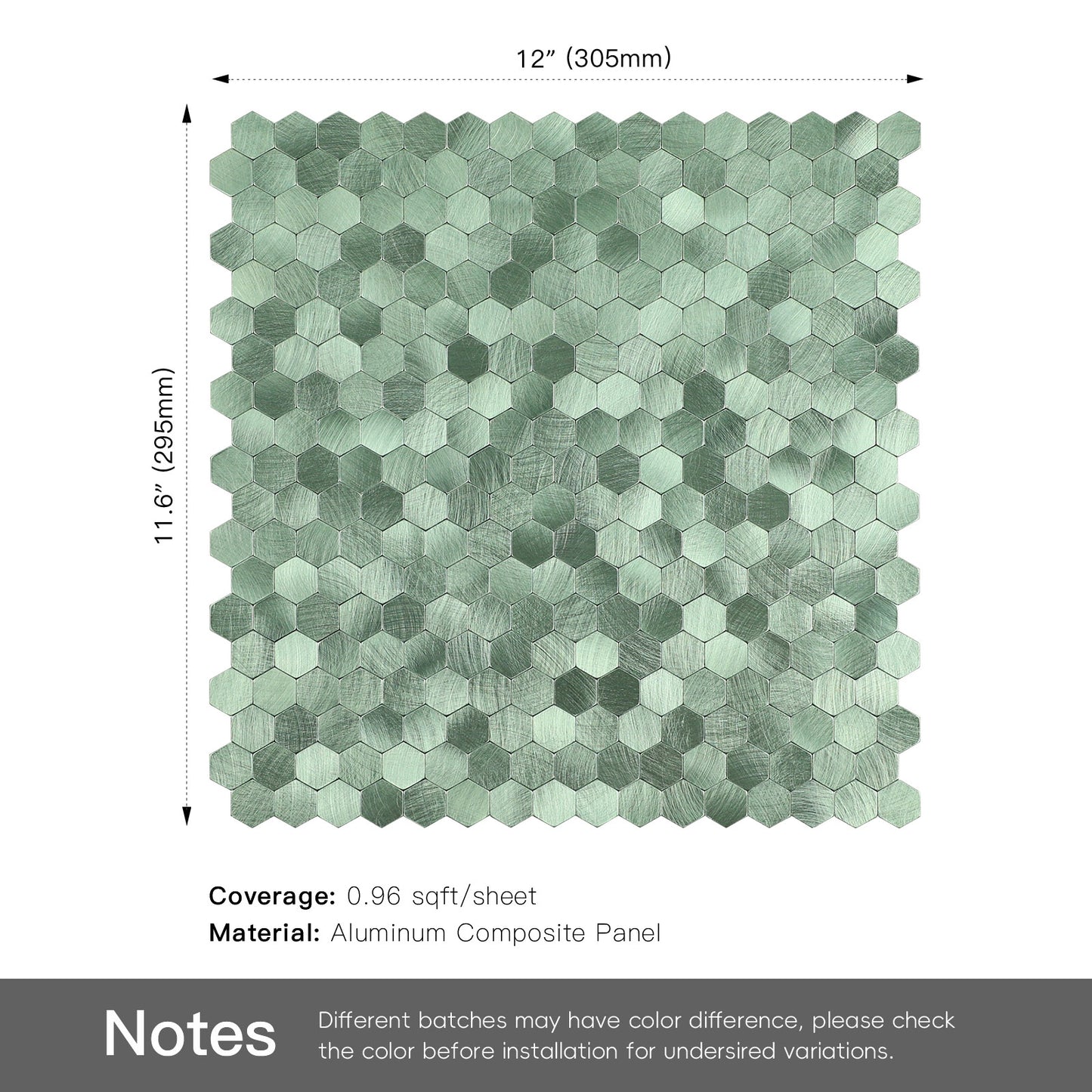 Peel and Stick Sage Green Hexagon Metal  Wall Tile – DIY Kitchen Backsplash Wall Panels