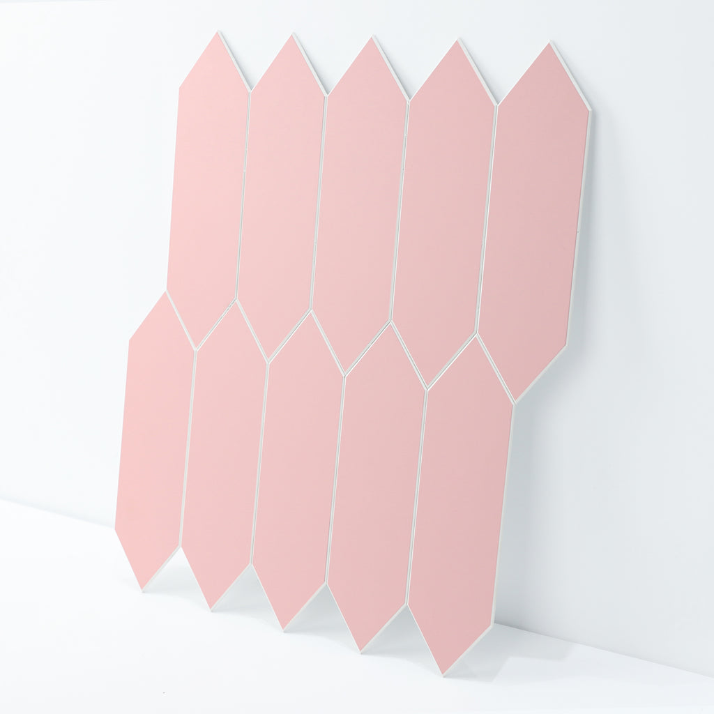 3D Pink Long Hexagon Peel and Stick Wall Tile