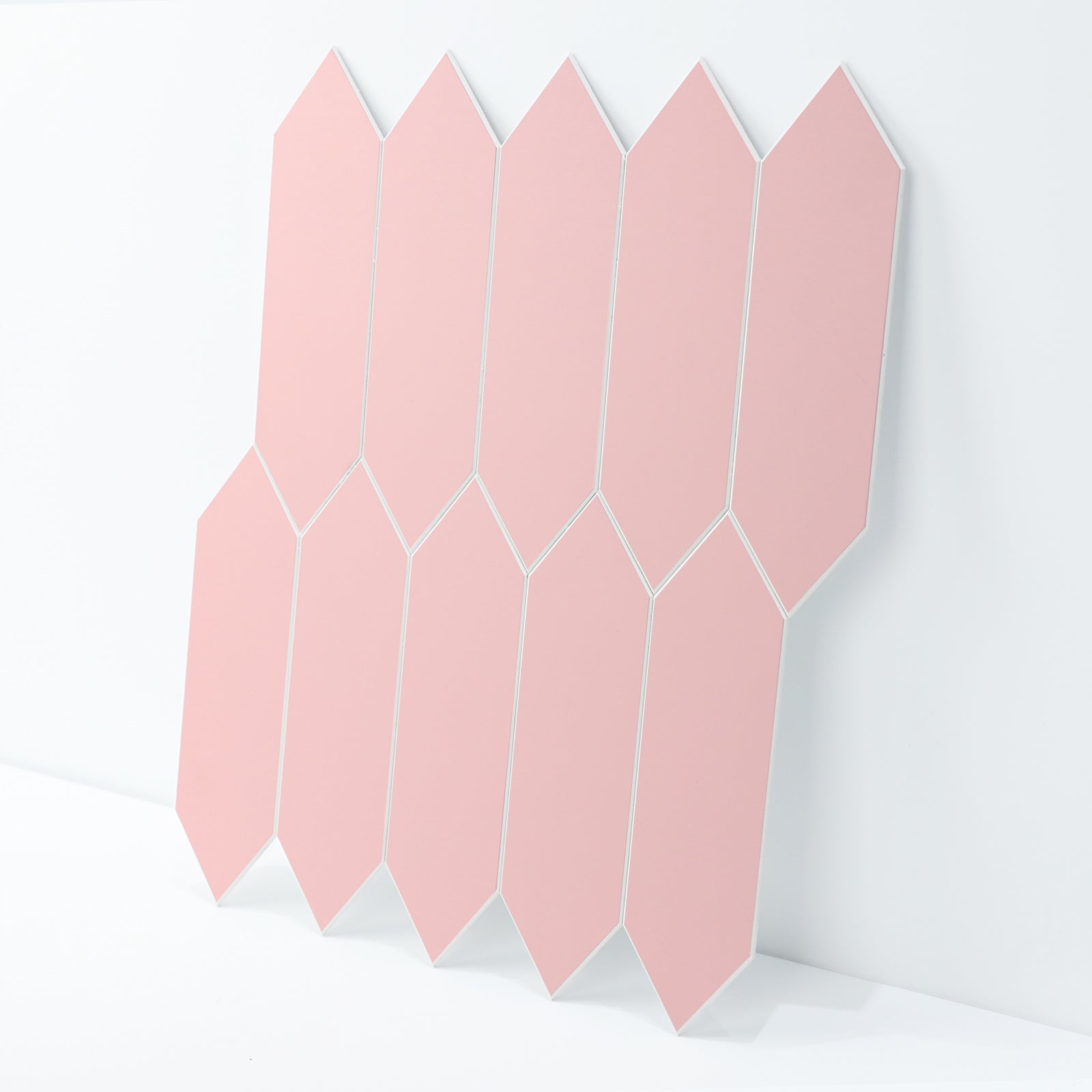 3D Pink Long Hexagon Peel and Stick Wall Tile
