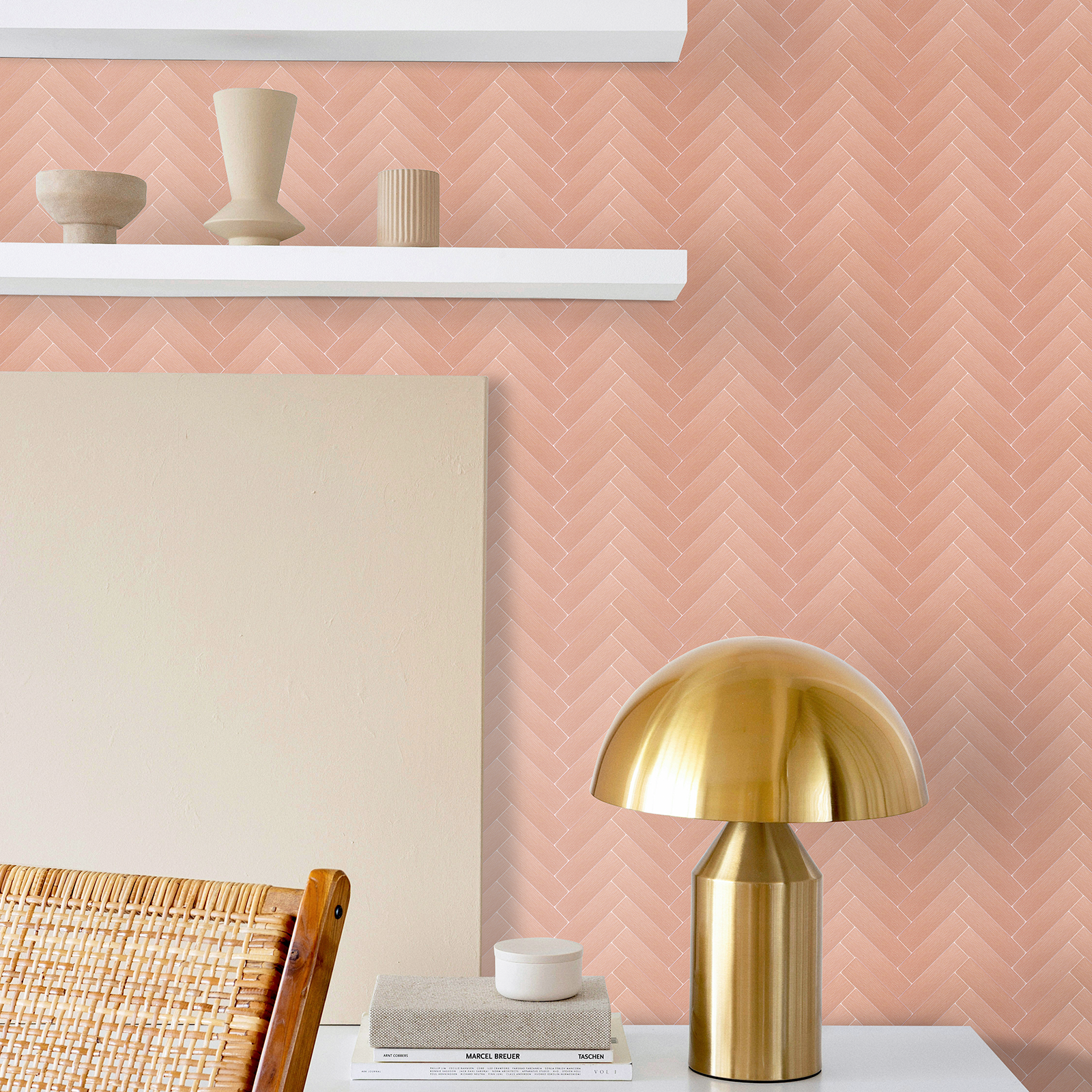Herringbone Peel and Stick Backsplash Wall Tile
