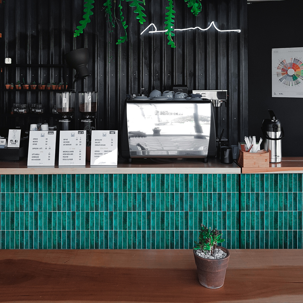 3D Green Linear Peel and Stick Backsplash Wall Tile