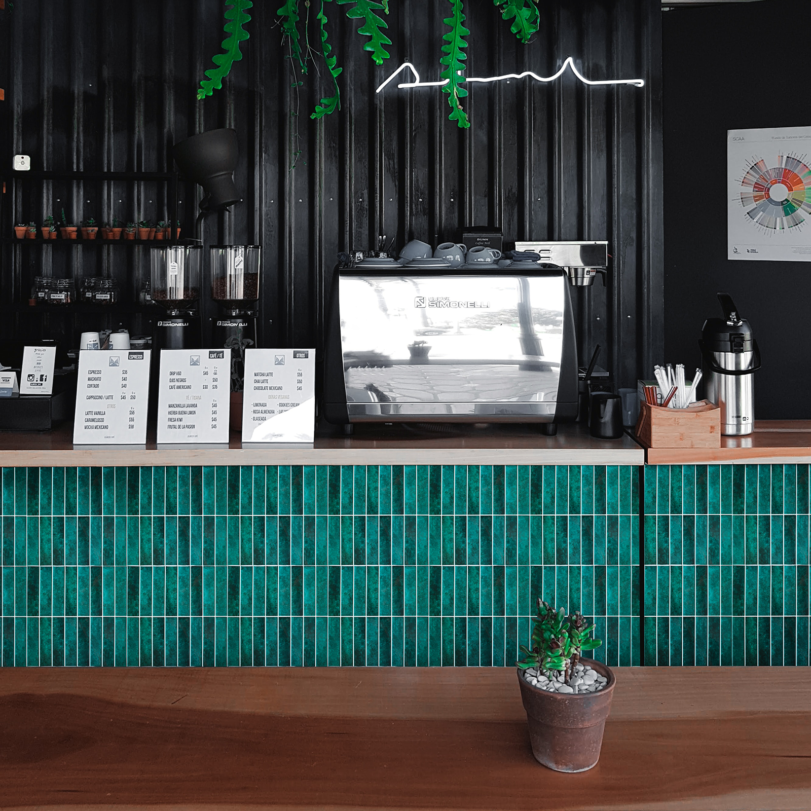 3D Green Linear Peel and Stick Backsplash Wall Tile