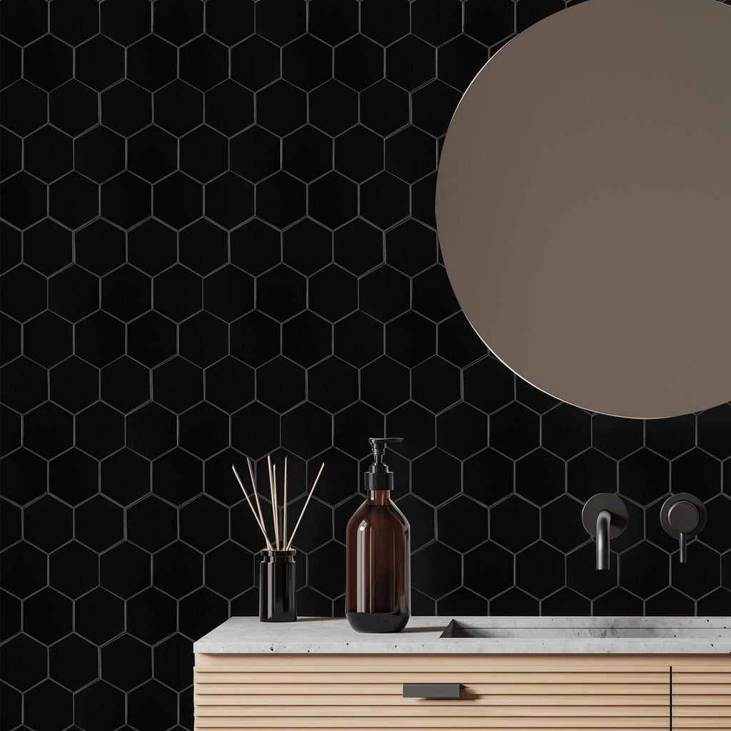 MISCASA Black Hexagon Peel and Stick Tile Backsplash-12 Sheets