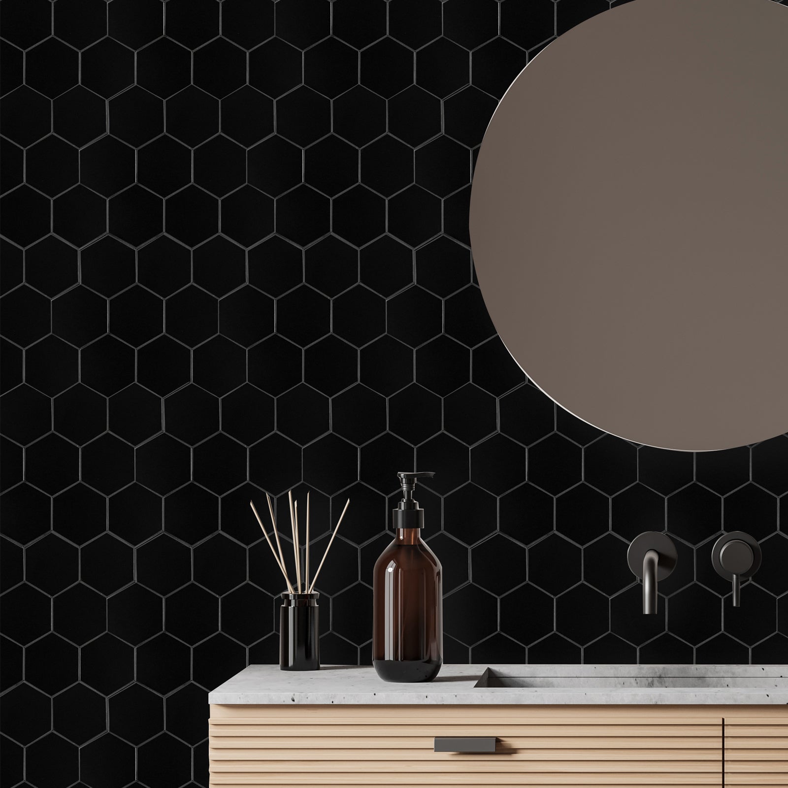 MISCASA Black Hexagon Peel and Stick Tile Backsplash-12 Sheets
