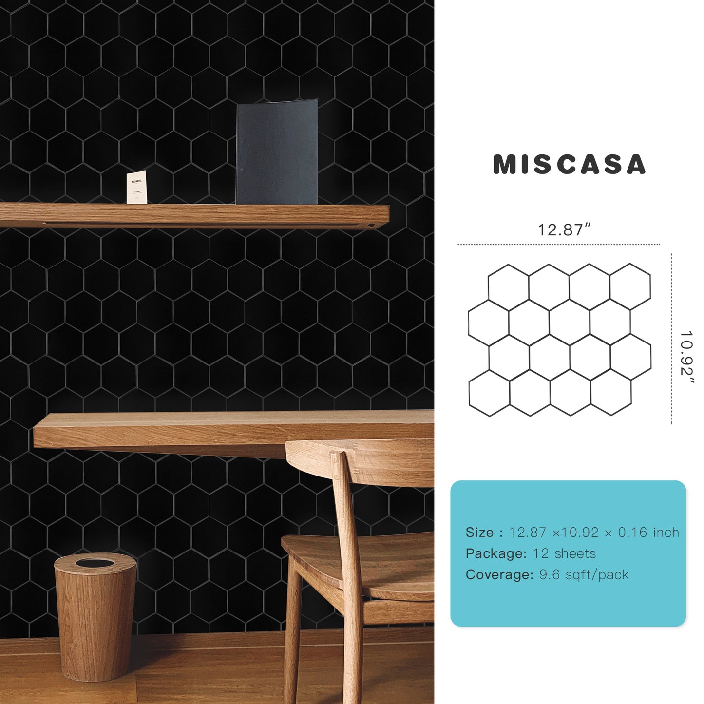 3D Hexagon Peel and Stick Backsplash Tile