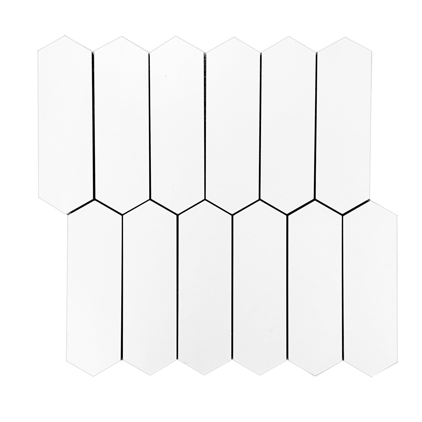 Black Long Hexagon Peel and Stick Backsplash Tile