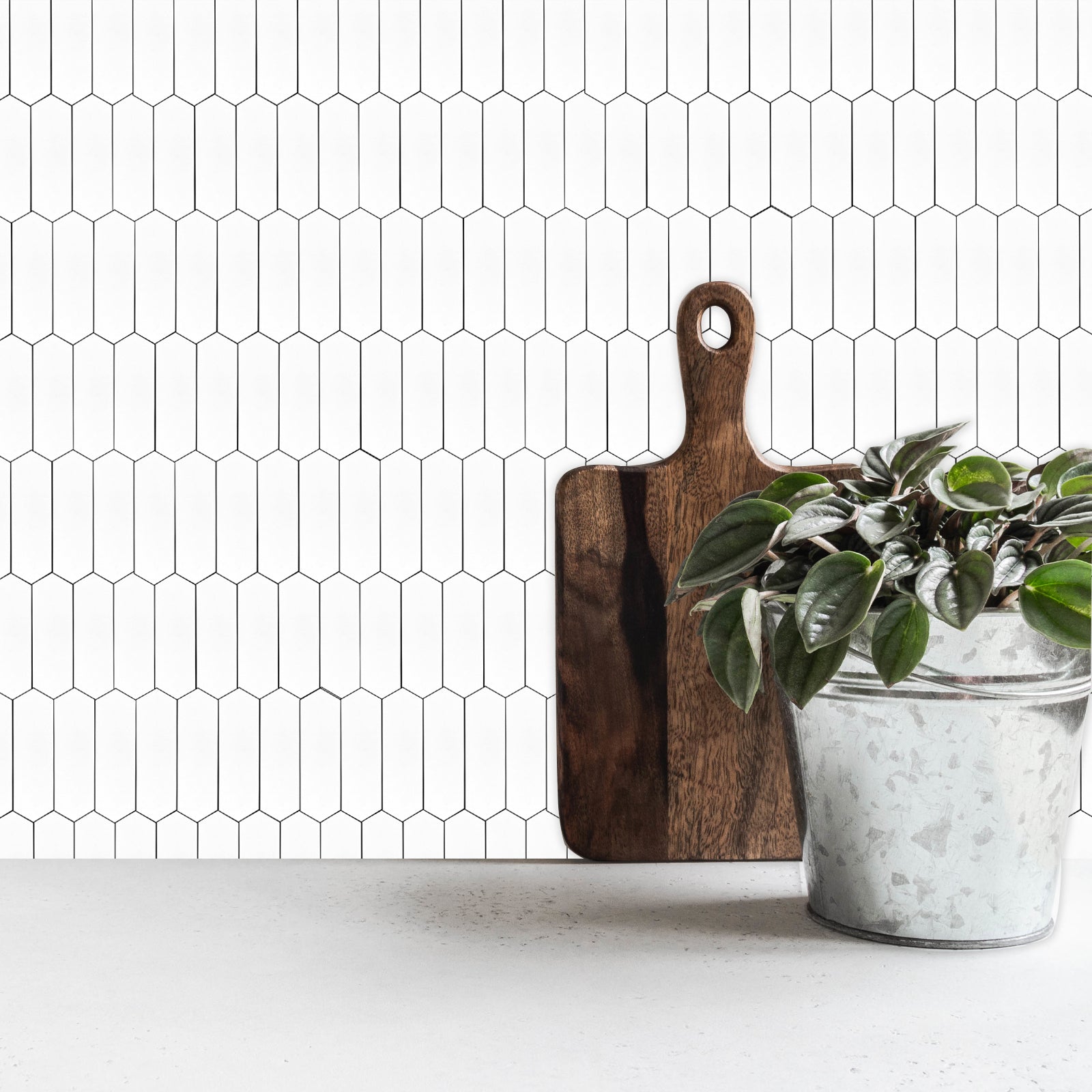 Black Long Hexagon Peel and Stick Backsplash Tile