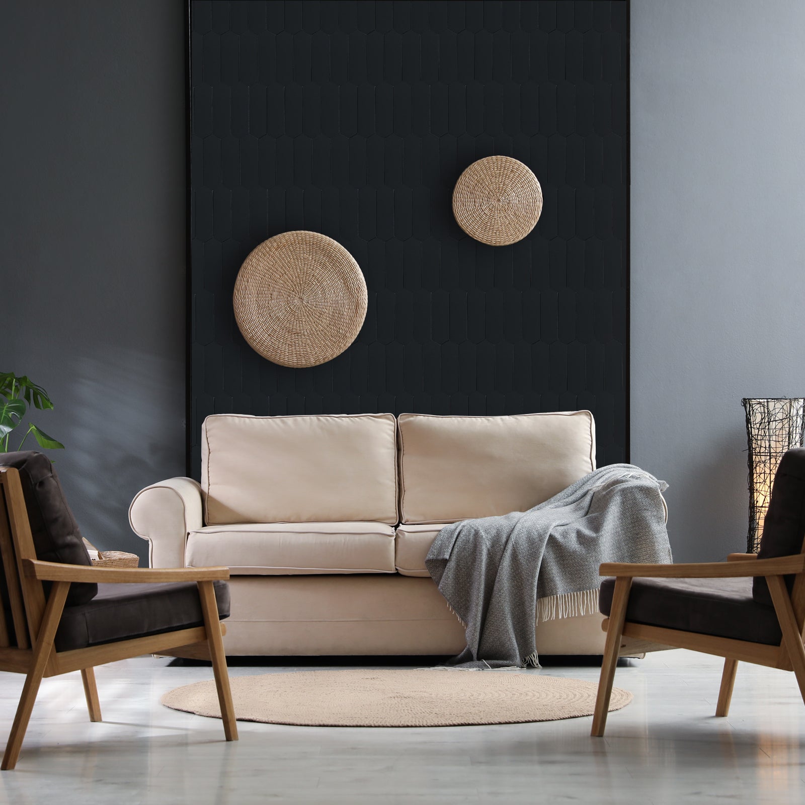 Black Long Hexagon Peel and Stick Backsplash Tile