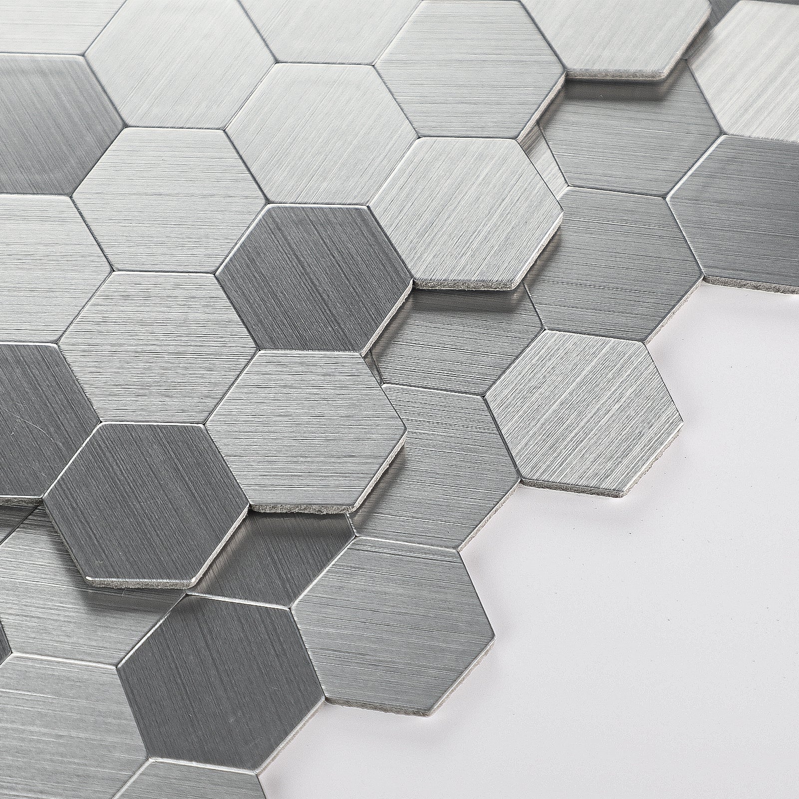 Silver Hexagon Peel and Stick Backsplash Tile