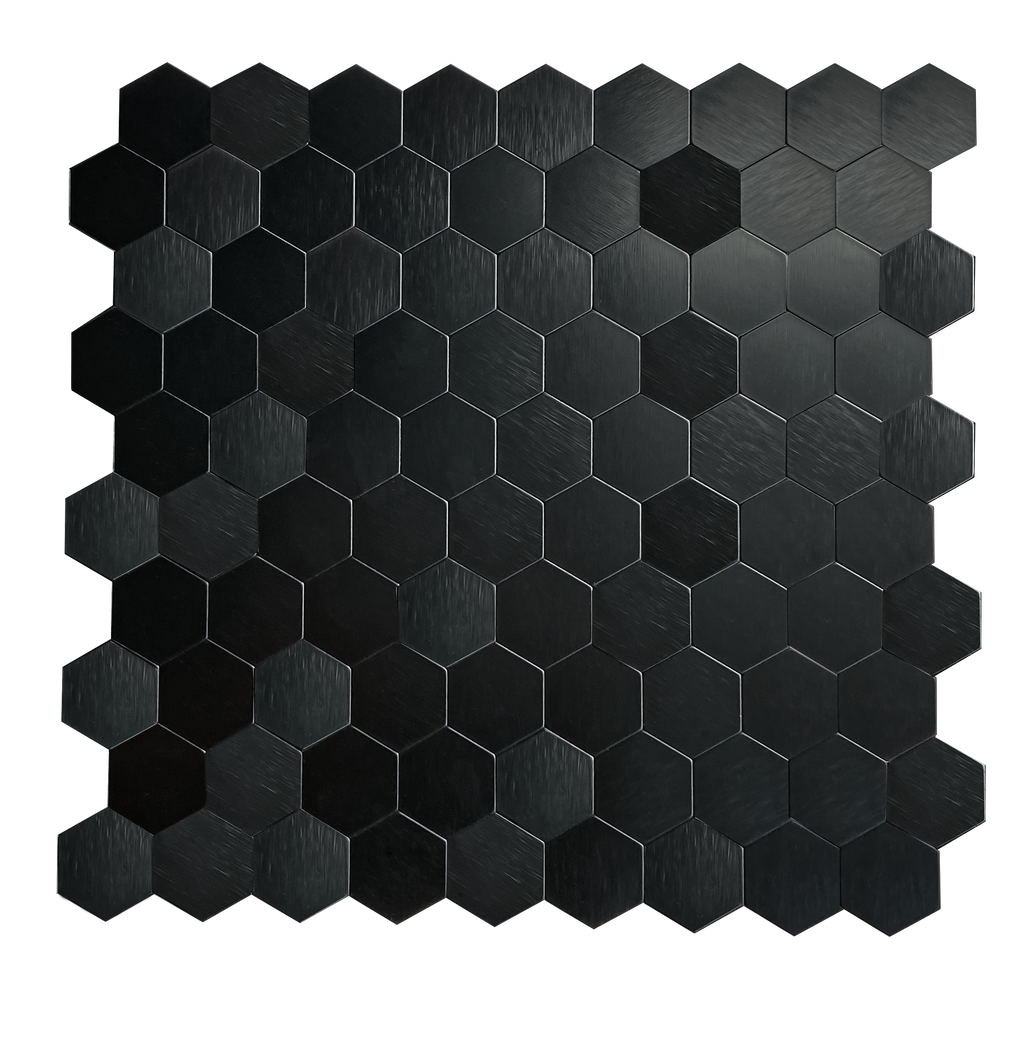 Black Aluminum Hexagon Peel and Stick Backsplash Tile