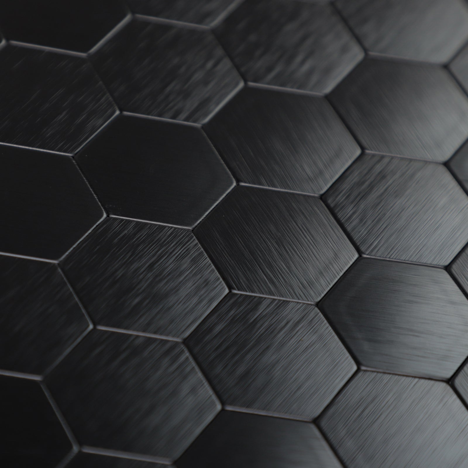 Black Aluminum Hexagon Peel and Stick Backsplash Tile