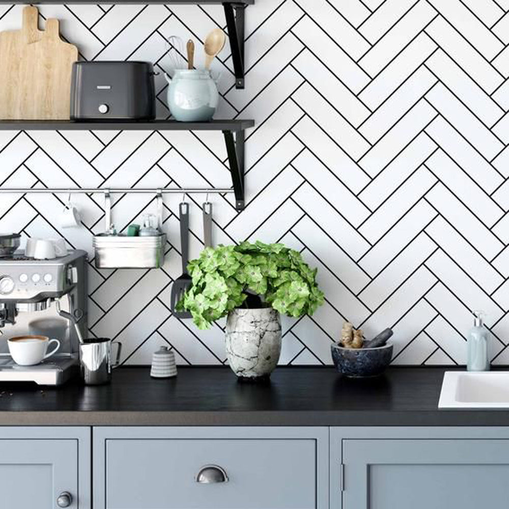 3D Herringbone Peel and Stick Backsplash Tile