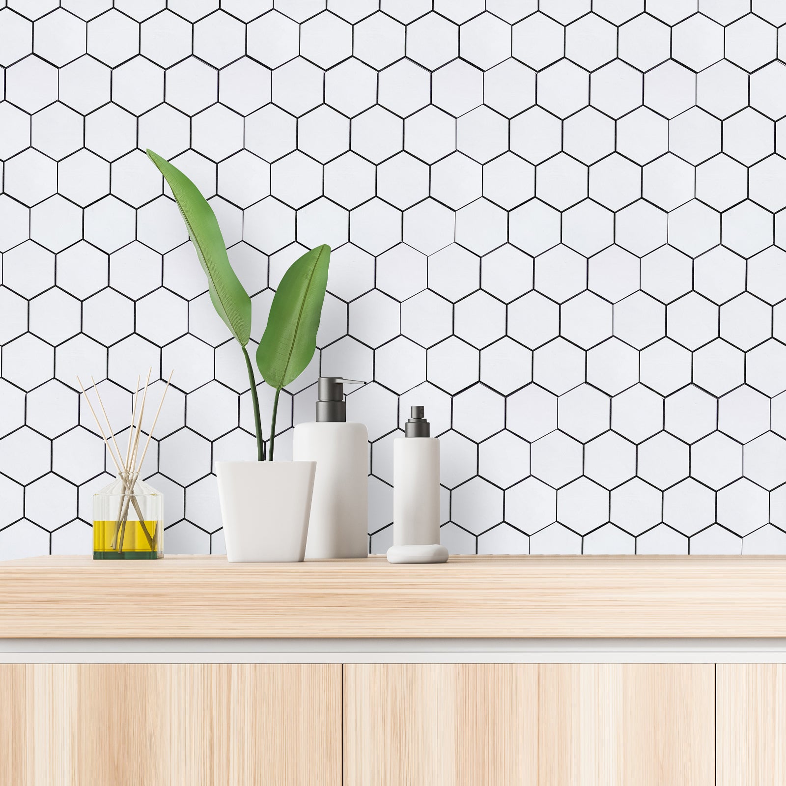 3D Hexagon Peel and Stick Backsplash Tile