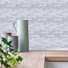 Faux Volakas White Stone  Peel and Stick Backsplash Wall Tile