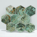 3D Green Marble Hexagon Peel and Stick Wall Tile