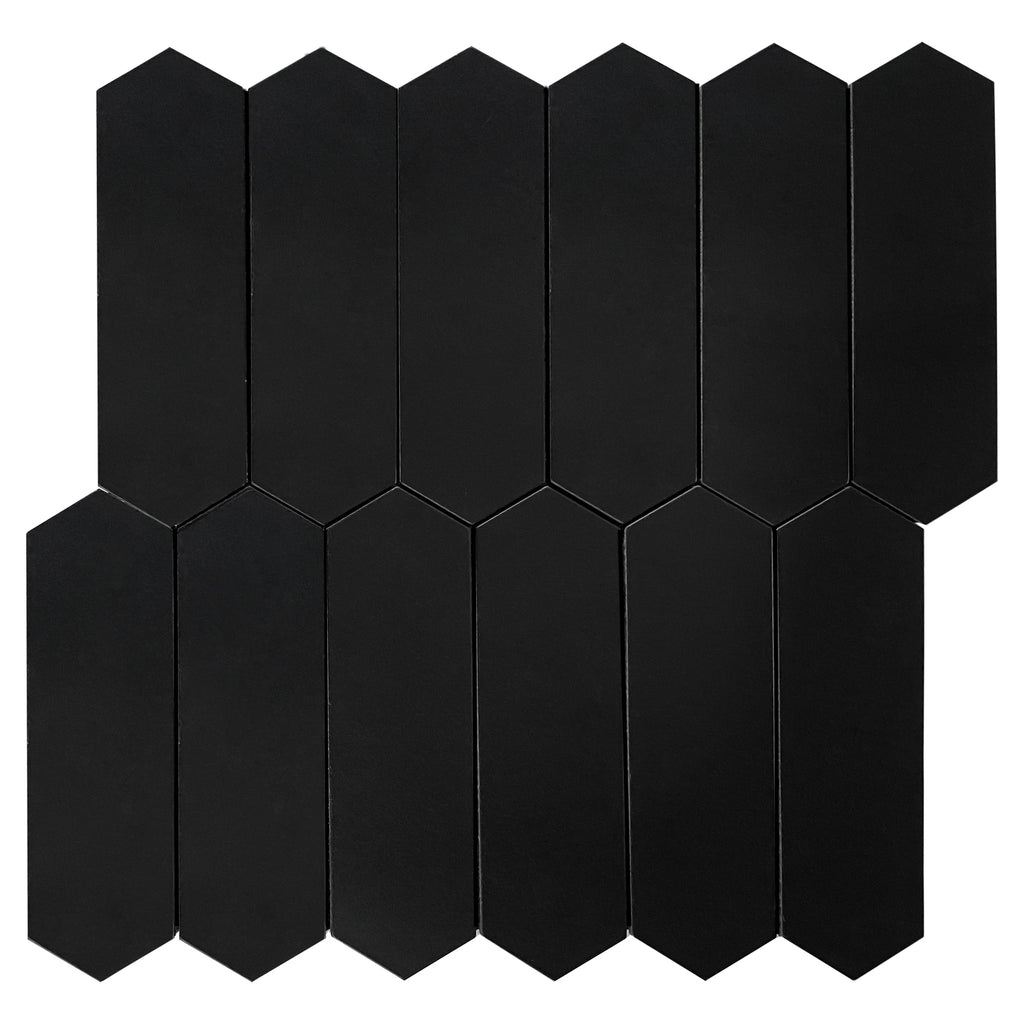 Black Long Hexagon Peel and Stick Backsplash Tile
