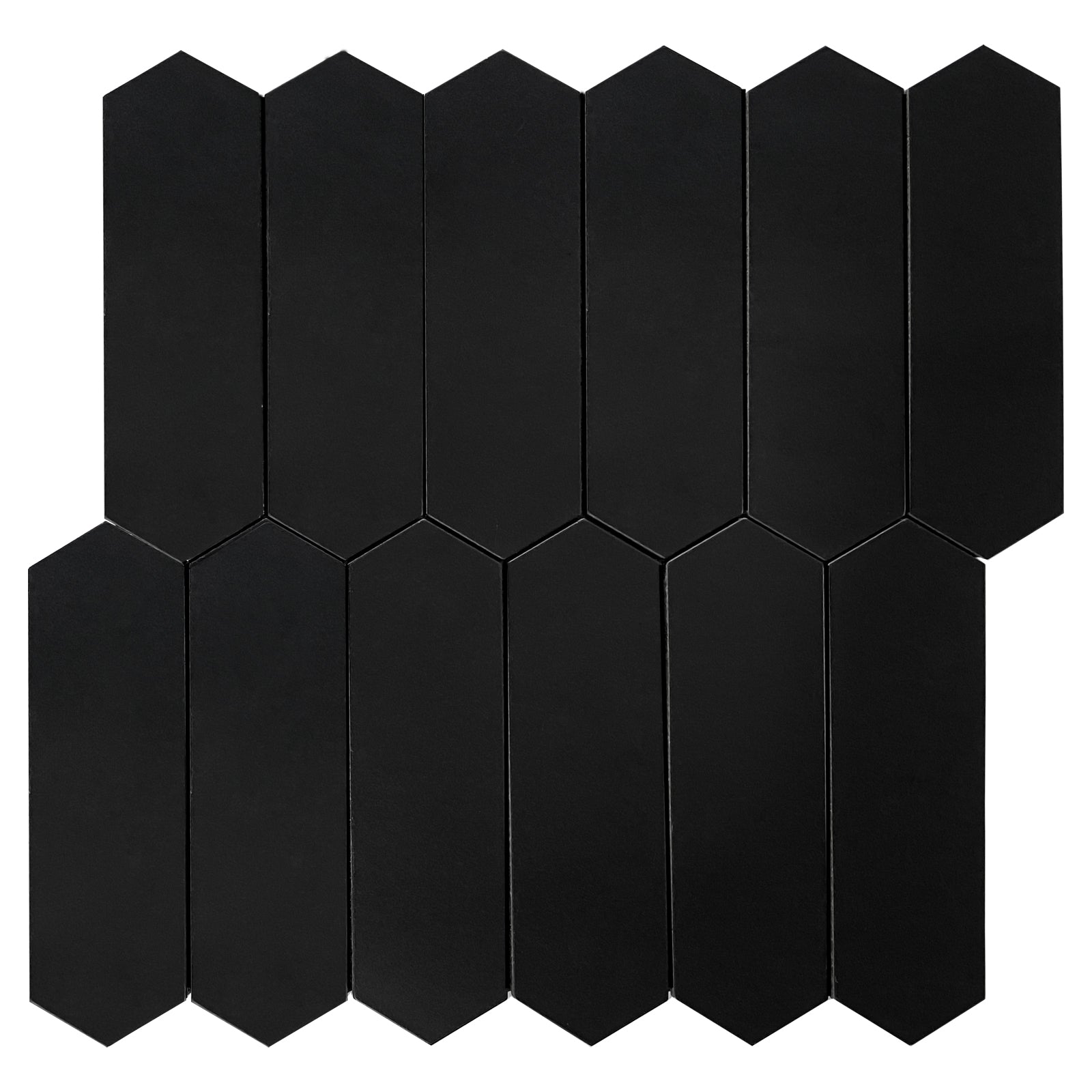 Black Long Hexagon Peel and Stick Backsplash Tile