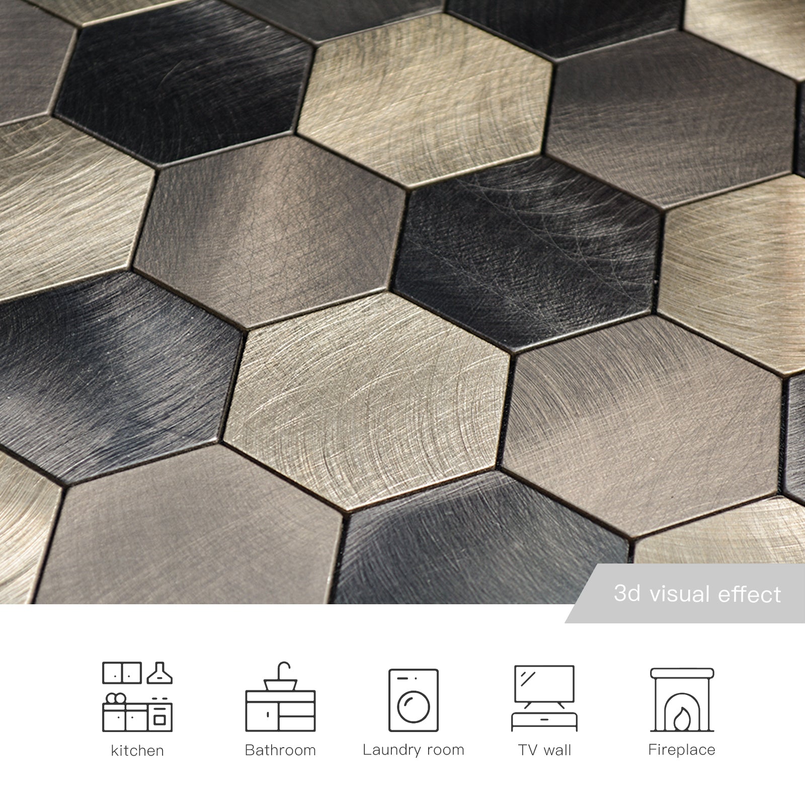 3D Hexagon Peel and Stick Backsplash Tile