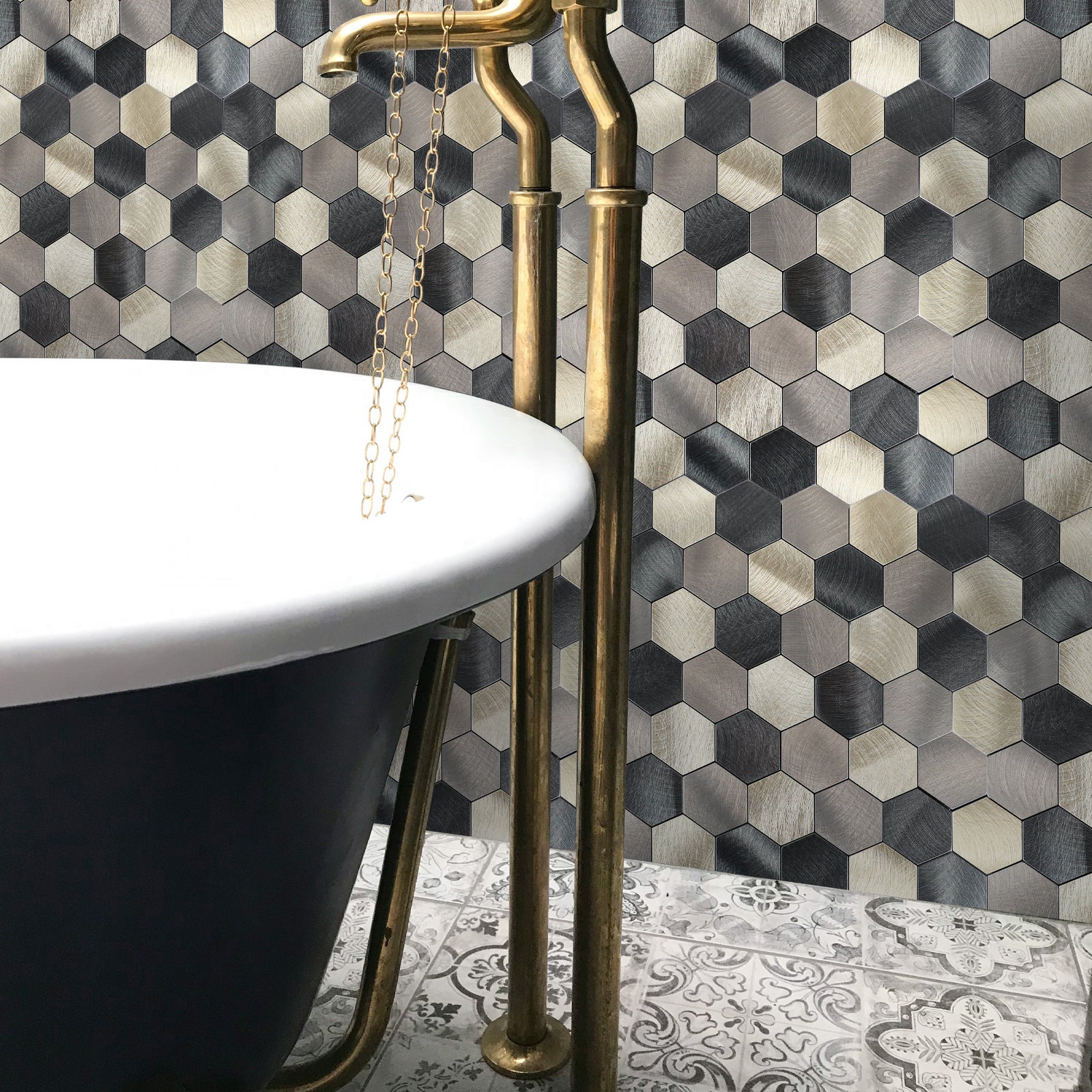 3D Hexagon Peel and Stick Backsplash Tile