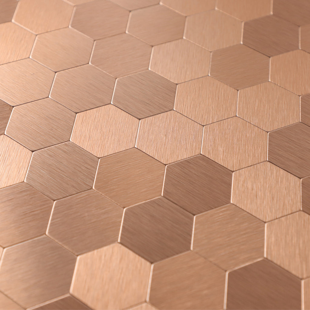 Copper Hexagon Peel and Stick Backsplash Tile