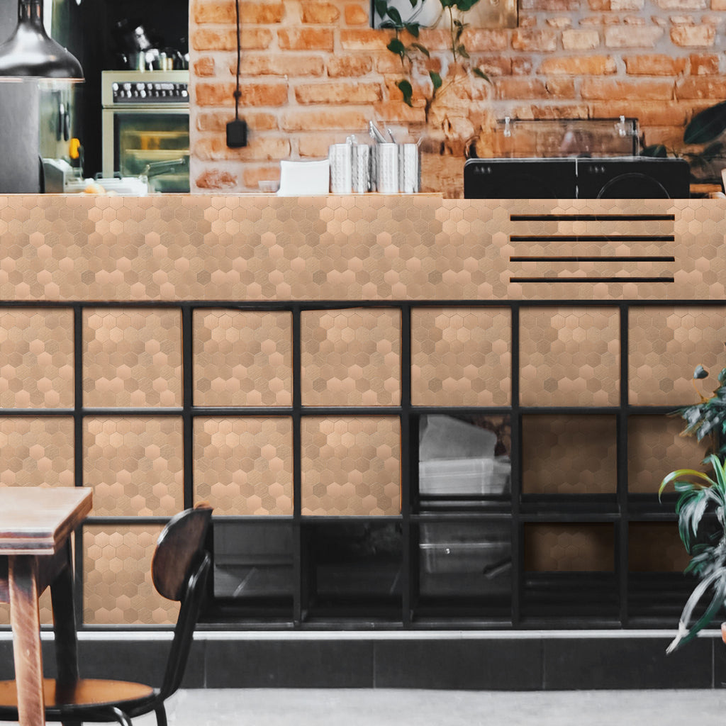 Copper Hexagon Peel and Stick Backsplash Tile