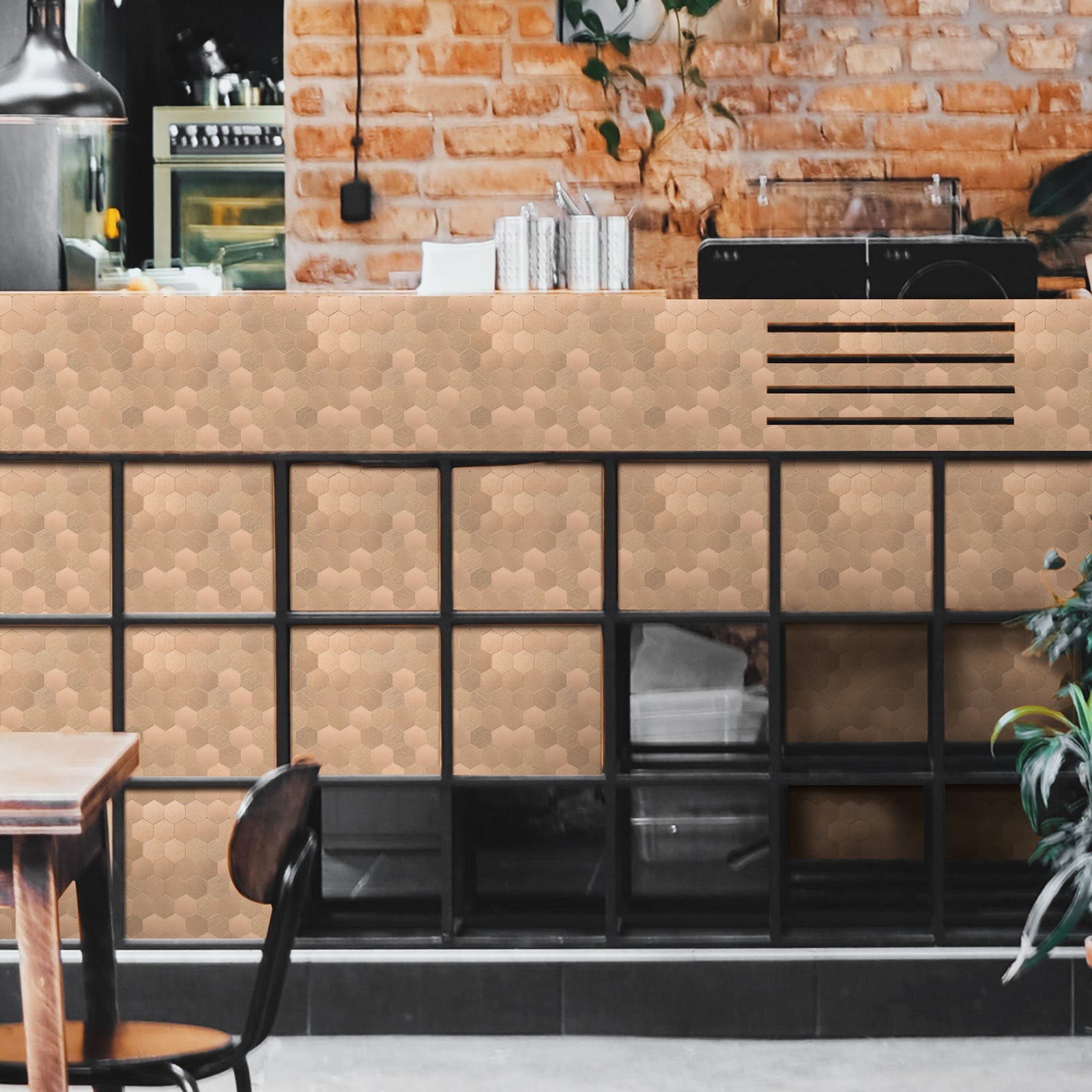 Copper Hexagon Peel and Stick Backsplash Tile