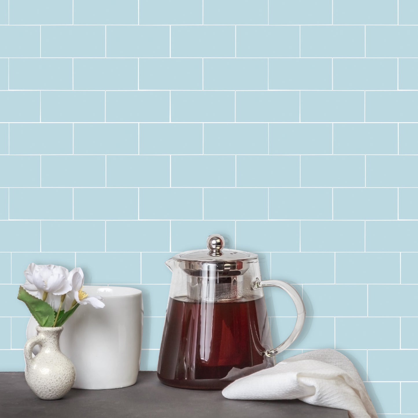 3D Glossy Blue Subway Peel and Stick Wall Tile