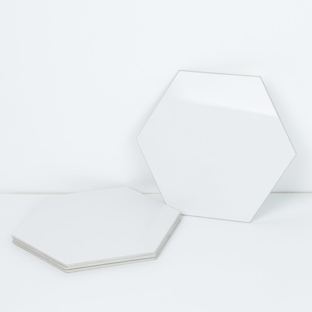 White Hexagon Peel and Stick Wall Tile