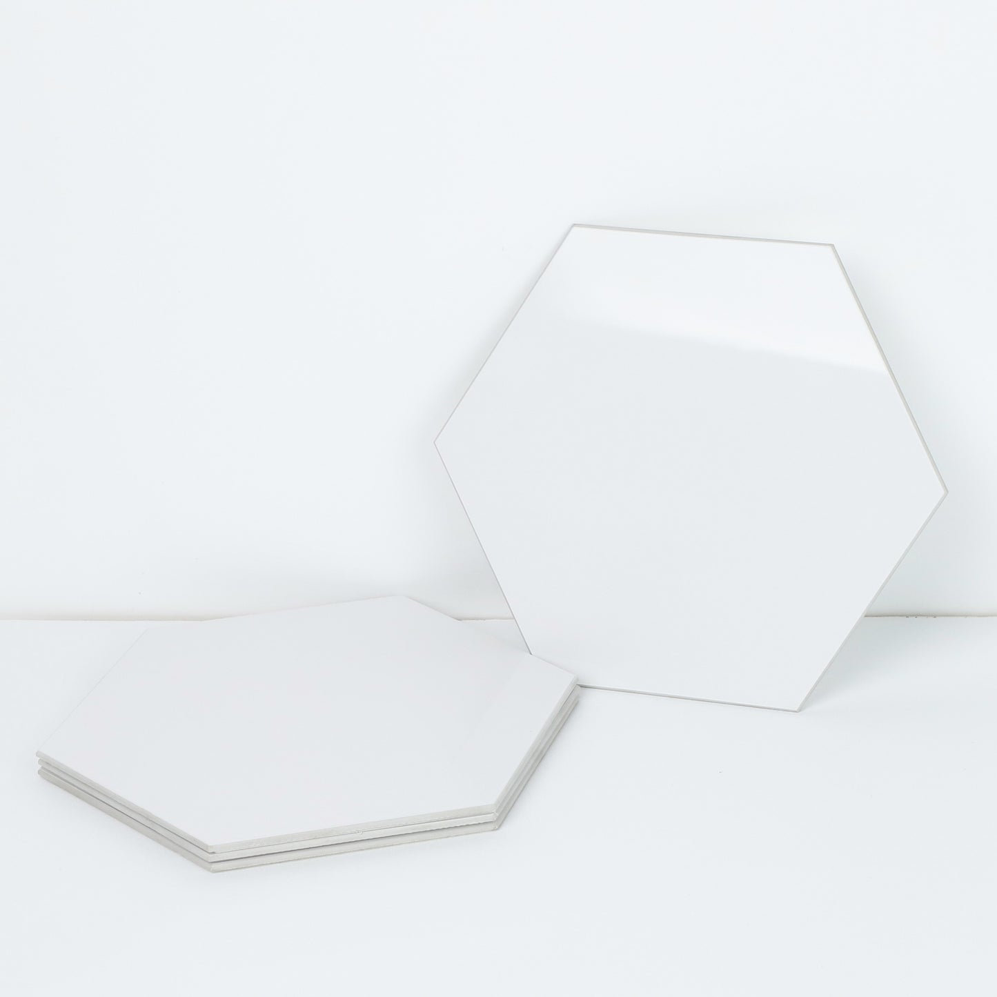 White Hexagon Peel and Stick Wall Tile