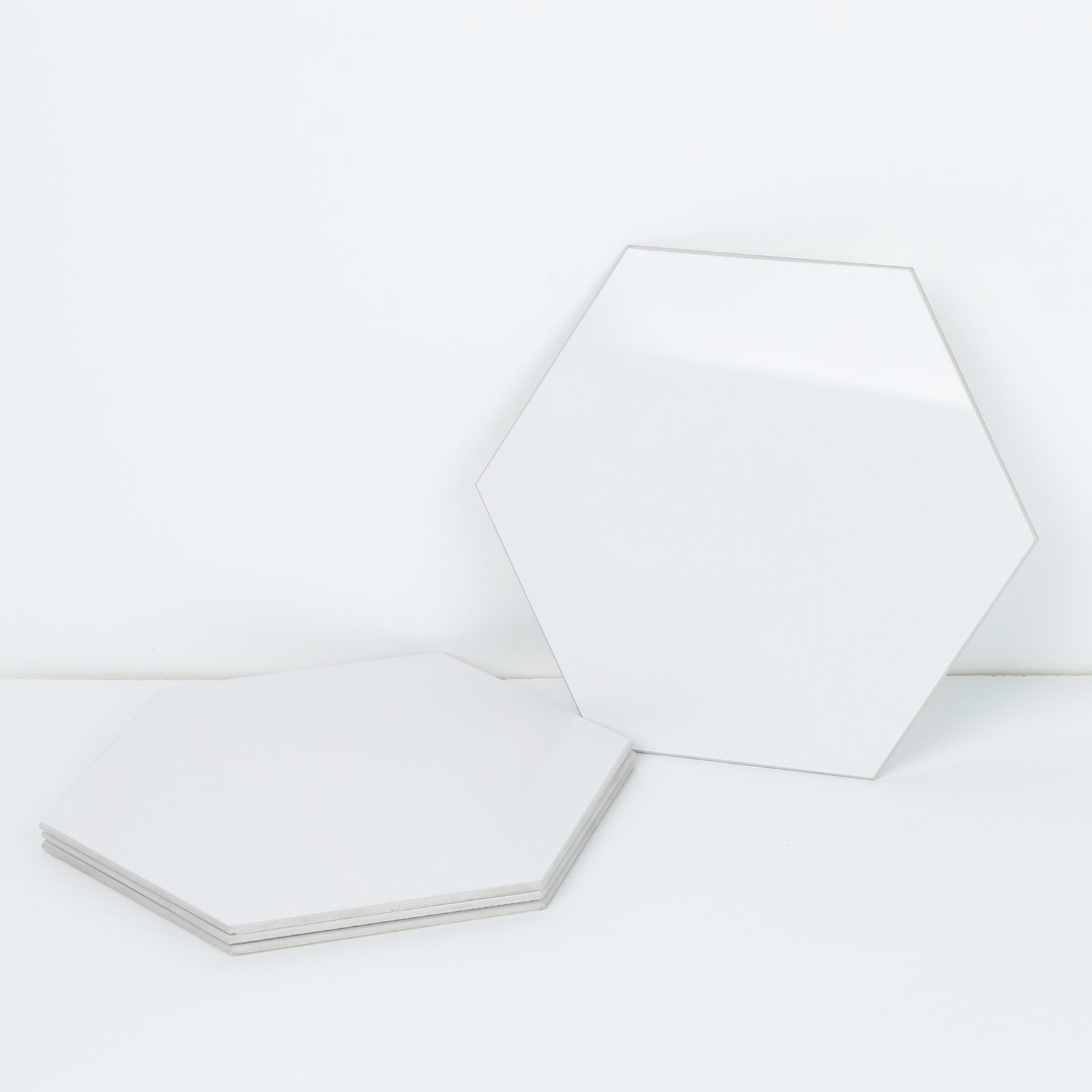 White Hexagon Peel and Stick Wall Tile