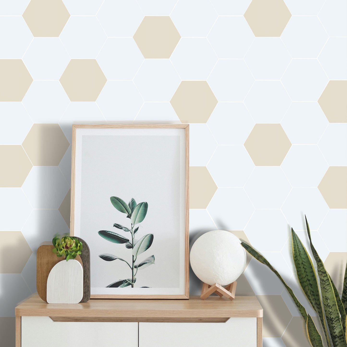 White Hexagon Peel and Stick Wall Tile