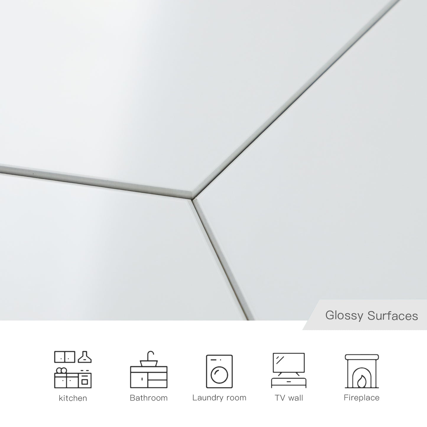 White Hexagon Peel and Stick Wall Tile